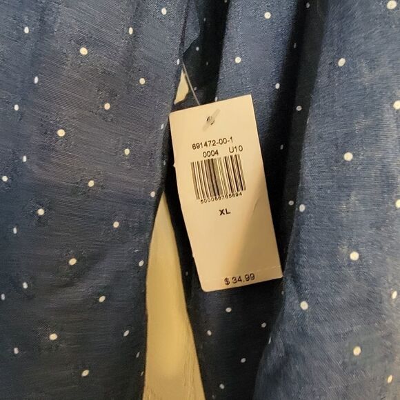 Old Navy blue & white polka dot collar everyday shirt XL NWT - Picture 3 of 4
